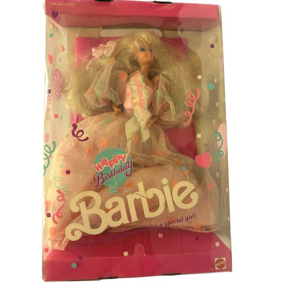 Vintage 1990 Happy Birthday Barbie Doll Mattel Pre-owned - Picture 2 of 8